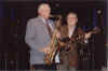 Boots Randolph and Scotty onstage at the Peabody Hotel, Memphis, TN 08-13-02  (D. Ferich photo)